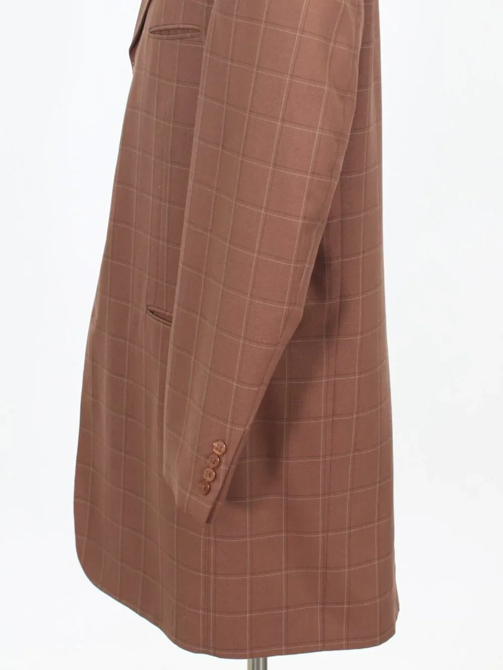Stacy Adams 42R 35x30 Brown Full Suit 4-Button Check R917